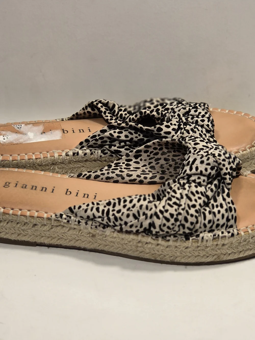Gianni Bini Ivory Black Spot Knot Espadrille Slide